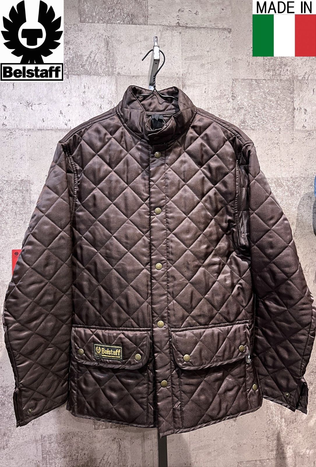 美品 イタリア製 ベルスタッフ キルティングジャケット S ブラウン BELSTAFF ボディウォーマー