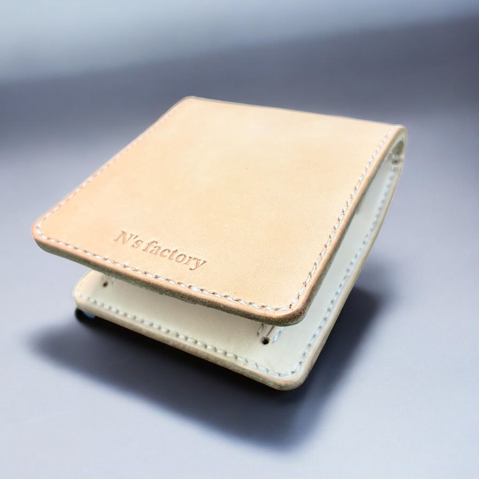 二つ折り財布 総手縫い