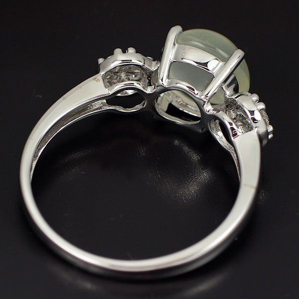 K18WG ムーンストーンキャッツアイ ダイヤモンド リング - メルカリ