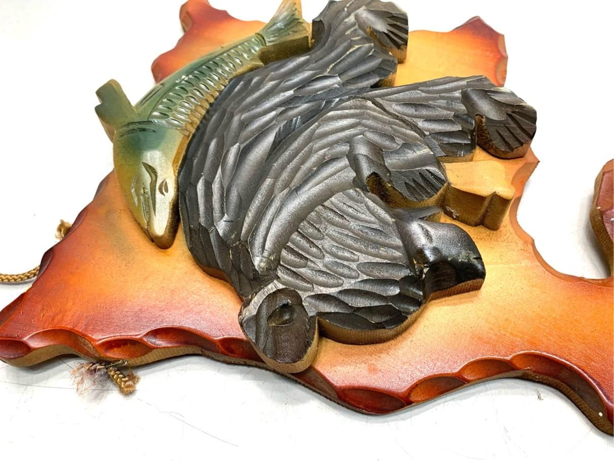 木彫り 熊 彫刻 くま クマ置物 レリーフ 昭和レトロ 昭和レトロな