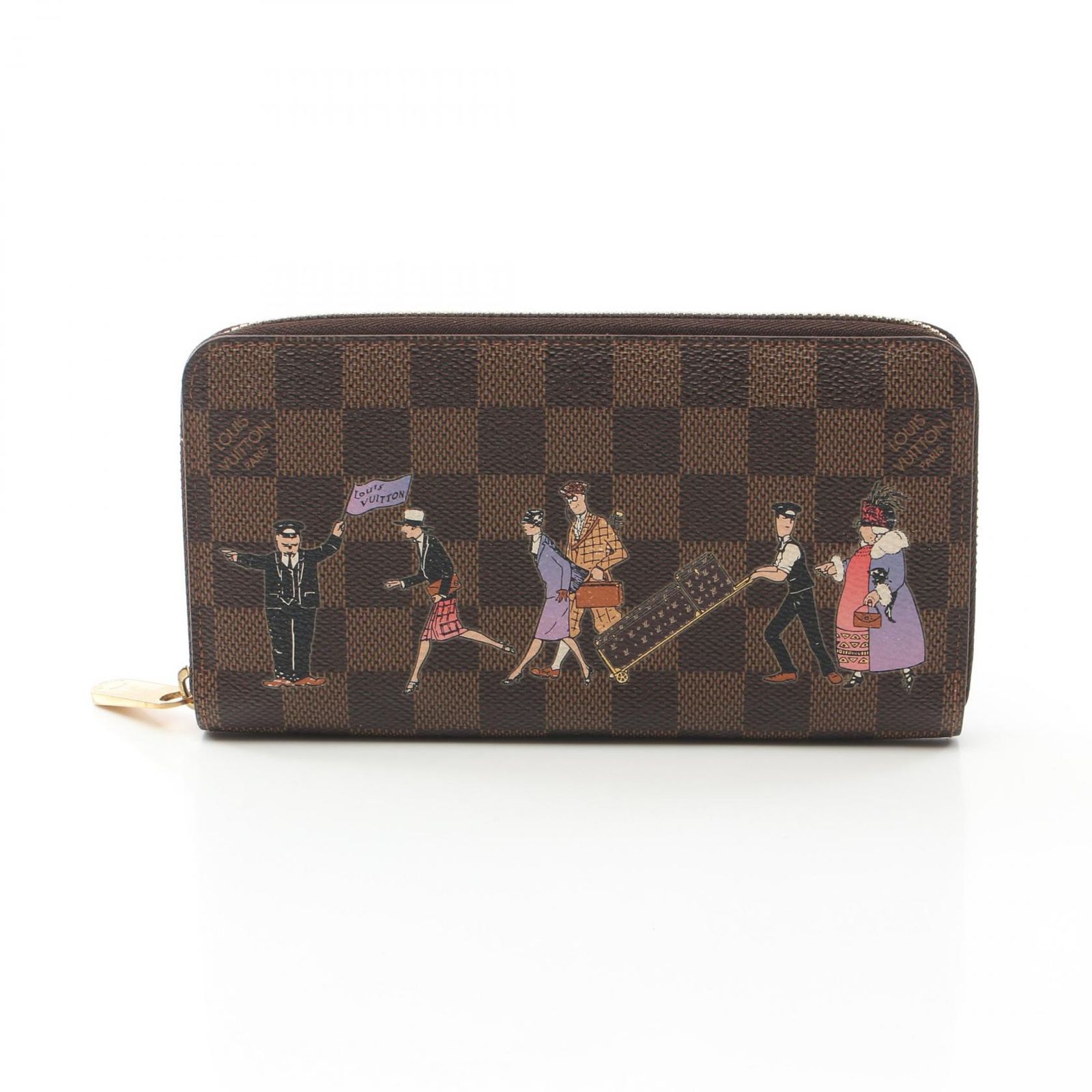 LOUIS VUITTON ルイ ヴィトン ジッピーウォレット ダミエエベヌ ヴィオレ イリュストレ ラウンド長財布