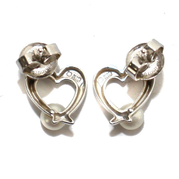 ミキモト MIKIMOTO ピアス 両耳 ハート パール 真珠 18金 K18 ホワイト