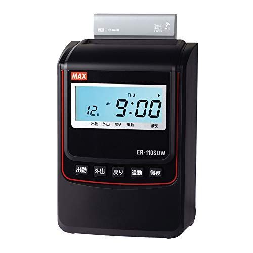 Color ブラック_Style 電波時計付き マックス 電子タイムレコーダー 電波時計付き ER-110SUW ブラック ER90721