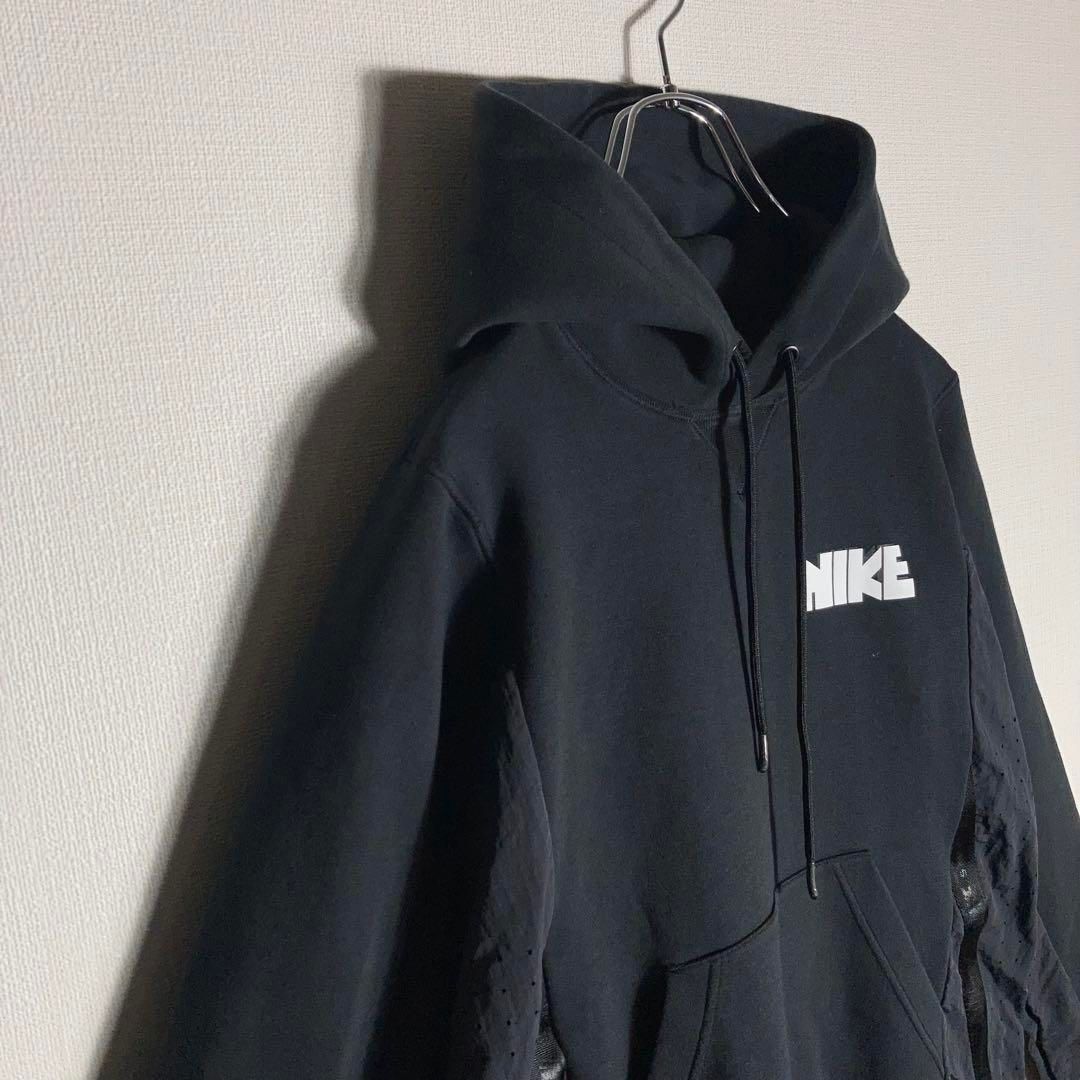 NIKE x sacai コラボ ロゴ入りプルオーバーパーカー 黒 XS