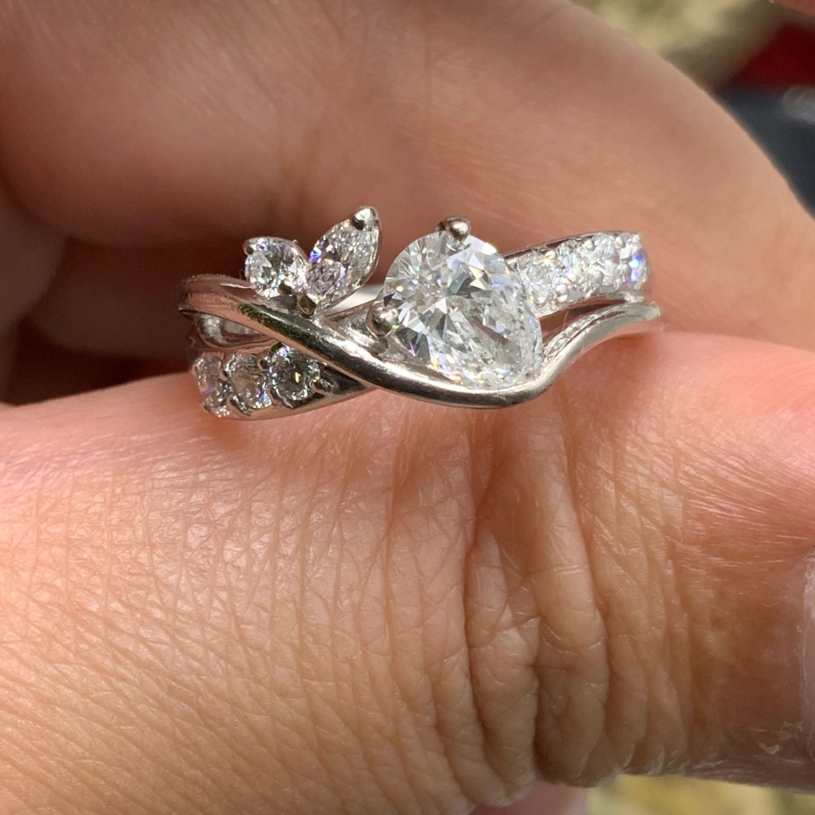 pt900 ダイヤモンドリング 7.3g 0.608ct 0.40ct 約11号 鑑定書