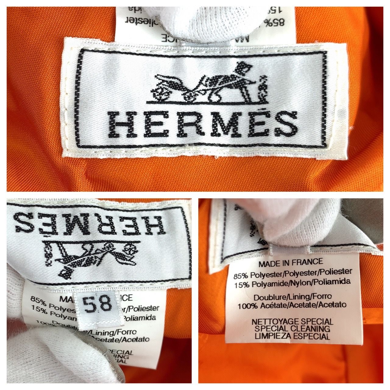 HERMES エルメス Hロゴ オレンジ 橙 ポリエステル アセテート ハット ...