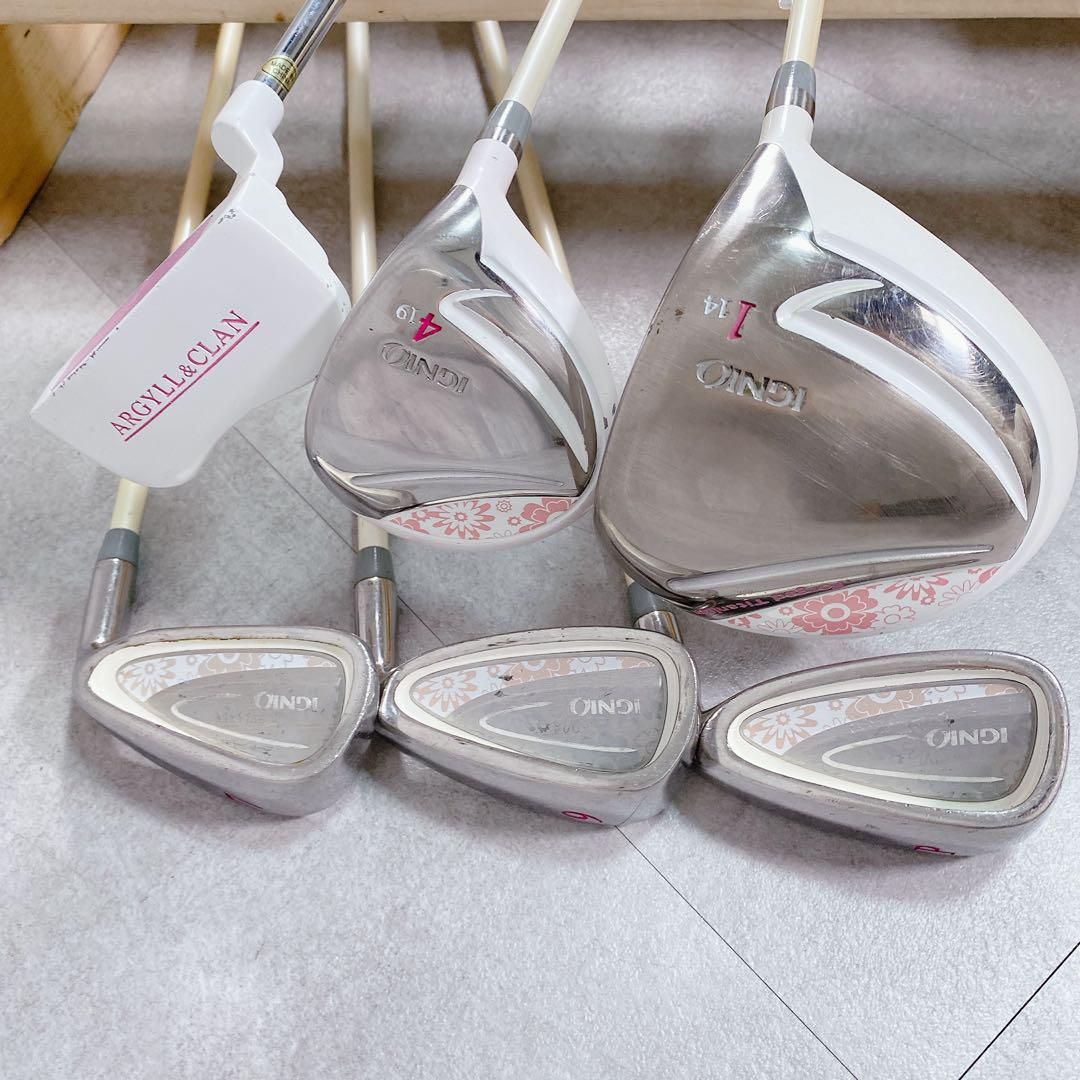 X656 アディダス 他 レディース ゴルフ ハーフ クラブセット 白ピンク