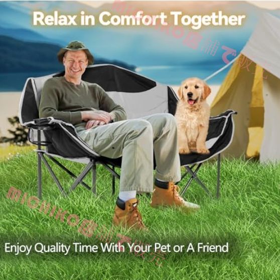  キャンプ 椅子 2人掛け アウトドアチェア 二人用 折りたたみ コンパクト ソファチェア カップルチェア 耐荷重300 kg 枕付き 軽量 イス 収納袋付き お釣り 登山 運動会 ガーデン 室内 携帯便利 ガーデンチェア テーブル ガーデンファニチャー