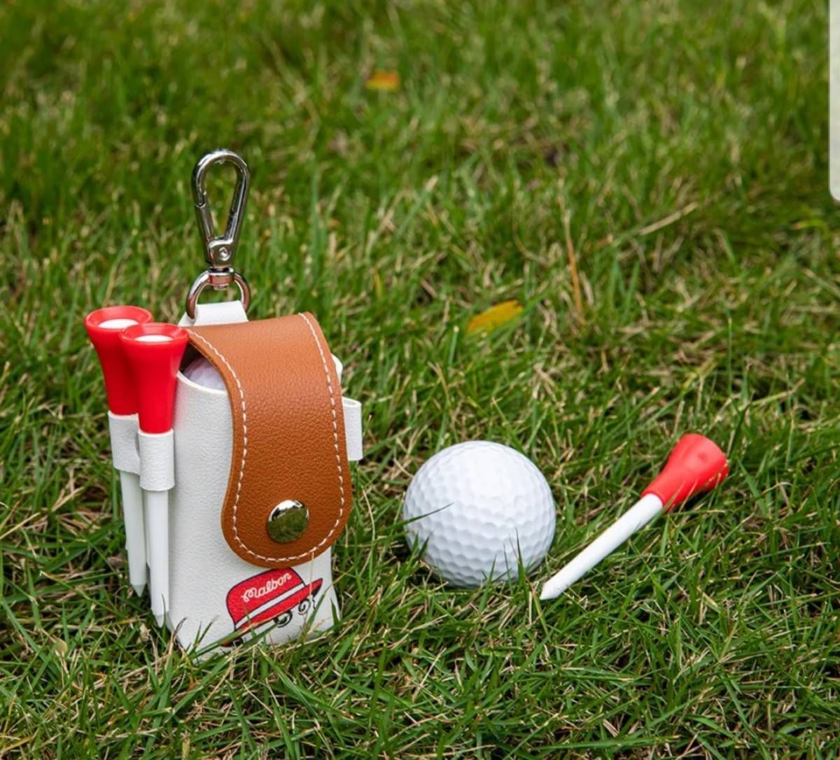 マルボン Malbon ゴルフ golf ボールケース 赤 通販
