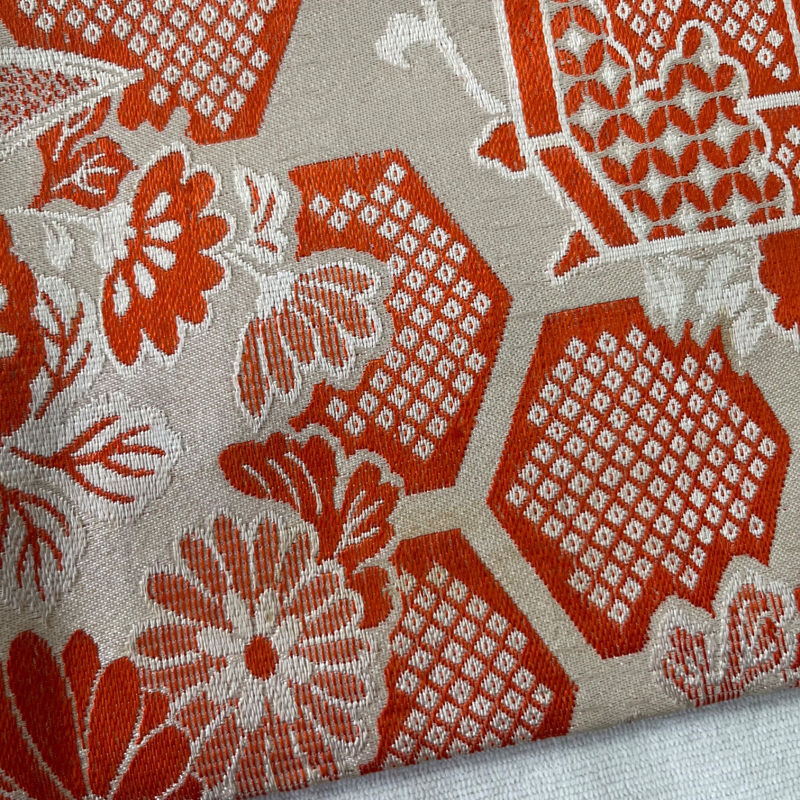  七五三 7歳女の子 着物 四つ身 オレンジ 長襦袢 帯セット 帯揚げ帯締め付き ビンテージ きもの猫田 T 372 着物 着物ドレス 着物 浴衣 和小物