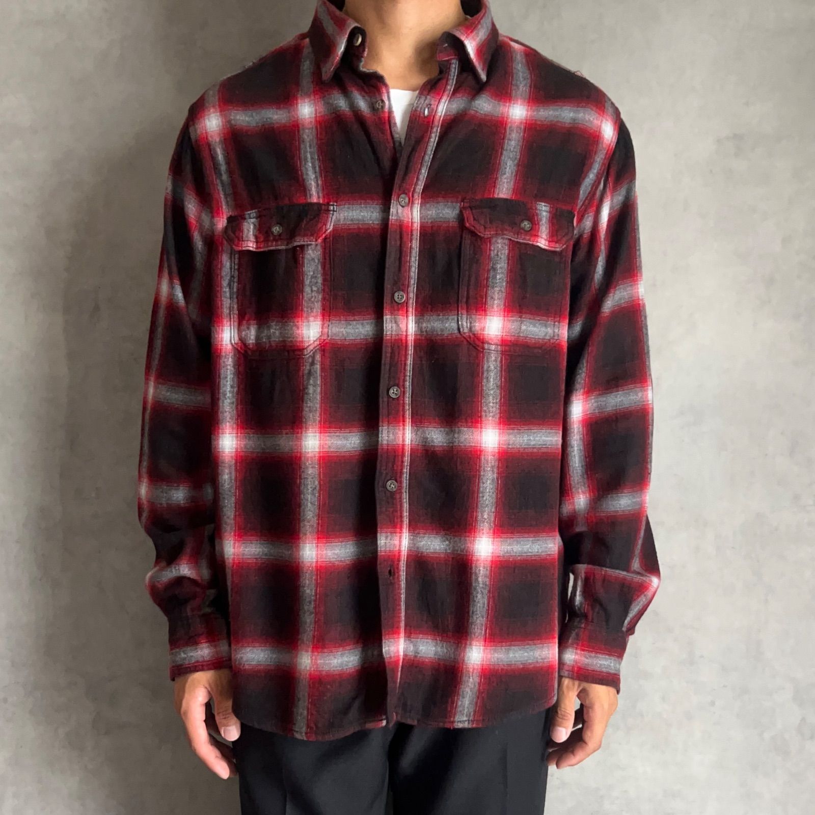 george ombre check shirt cotton×rayon ジョージ オンブレ