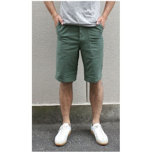 アメリカ軍 ファティーグパンツ ショート丈 〔 32インチ／ウエスト80cm 〕 初期型 ワンウォッシュ オリーブ 〔 レプリカ 〕 【北海道・沖縄・離島配送不可】 アメリカ軍 ファティーグパンツ ショート丈 【 32インチ／ウエスト80cm