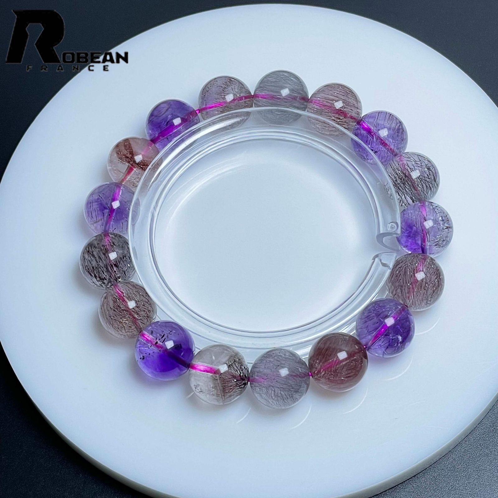 在庫切れ 夢色 EU製 定価51万円ROBEAN・スーパーセブンパワーストーン ブレスレット 天然石 綺麗 お守り 貴重 幸運 贈り物 ギフト プレゼント 11.7-12.1mm M930921