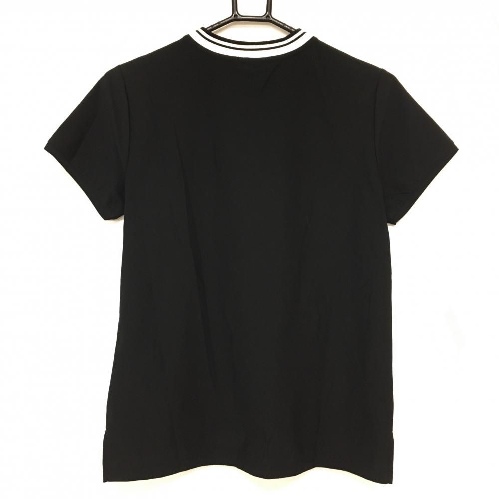 超美品】アルチビオ 半袖モックネックシャツ 黒×ゴールド ストレッチ  