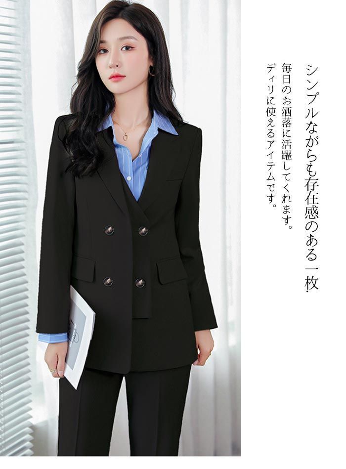 テーラードジャケット レディース スーツジャケット 羽織れ ダブル フォーマルスーツ フォーマル オフィス 春秋 長袖 ダブルジャケット ゆったり トップス アウター カジュアル ブレザー オータムジャケット 通勤 OL ビジネス 体型カバー xishi31