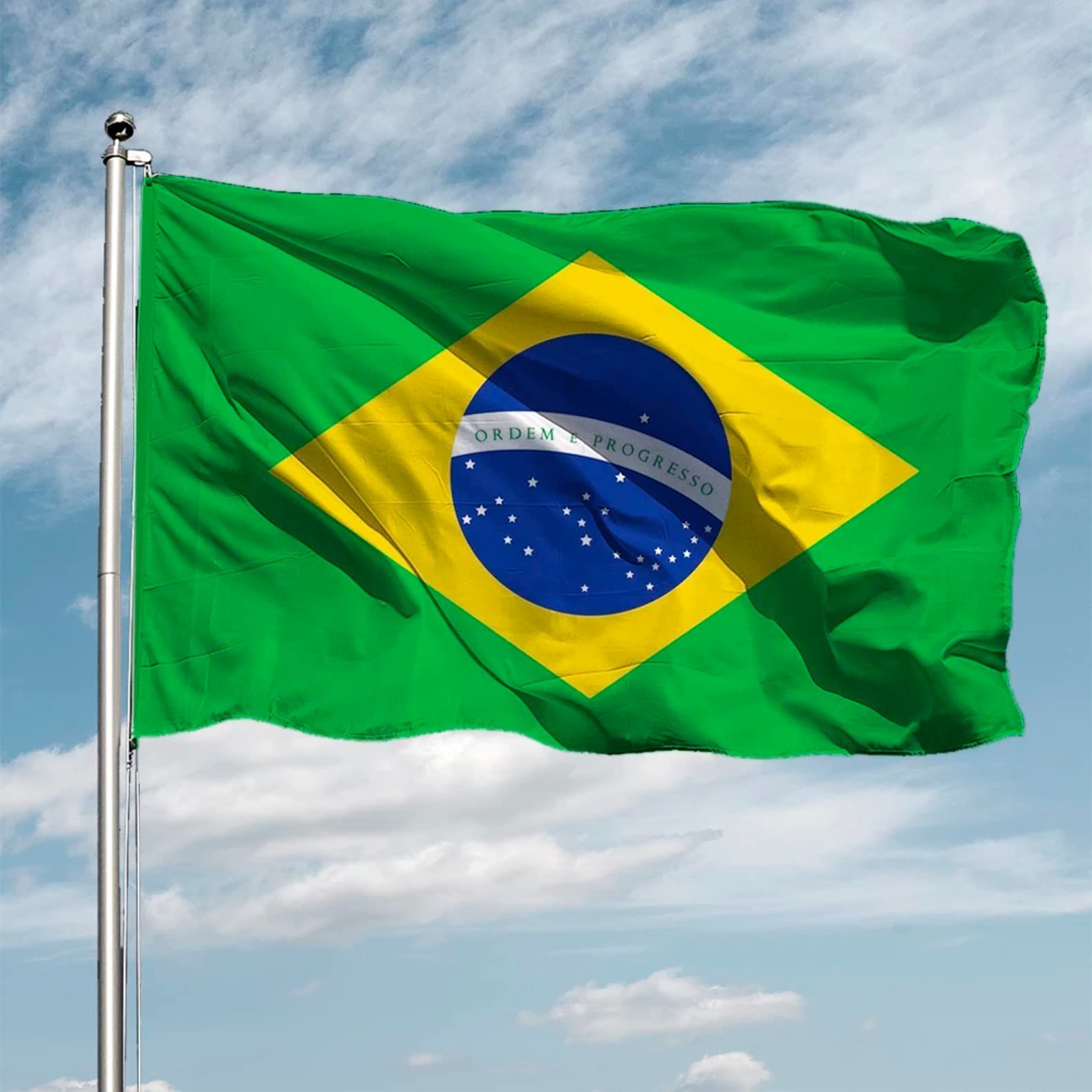Difounmas 国旗セット ブラジル国旗 旗棒 伸縮式 フラッグサイズ