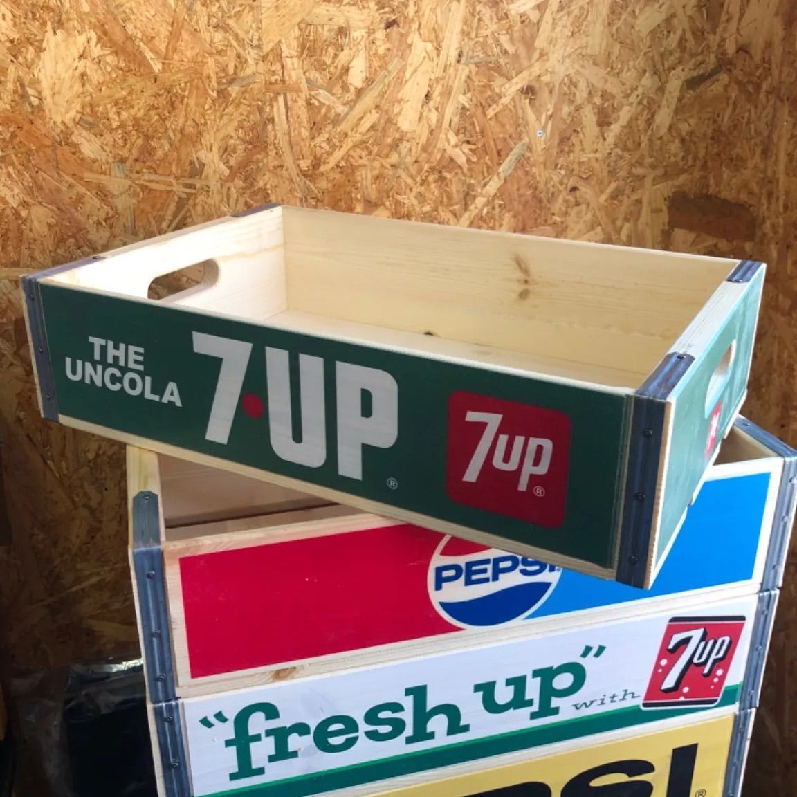 WOOD CRATE 7UP A ウッドクレート ボックス 木箱 アメリカン雑貨