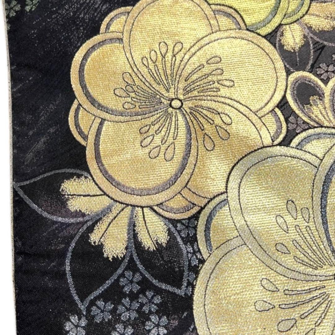 振袖帯 袋帯 八重梅 梅花 桜 黒地 着物 034a d - メルカリ