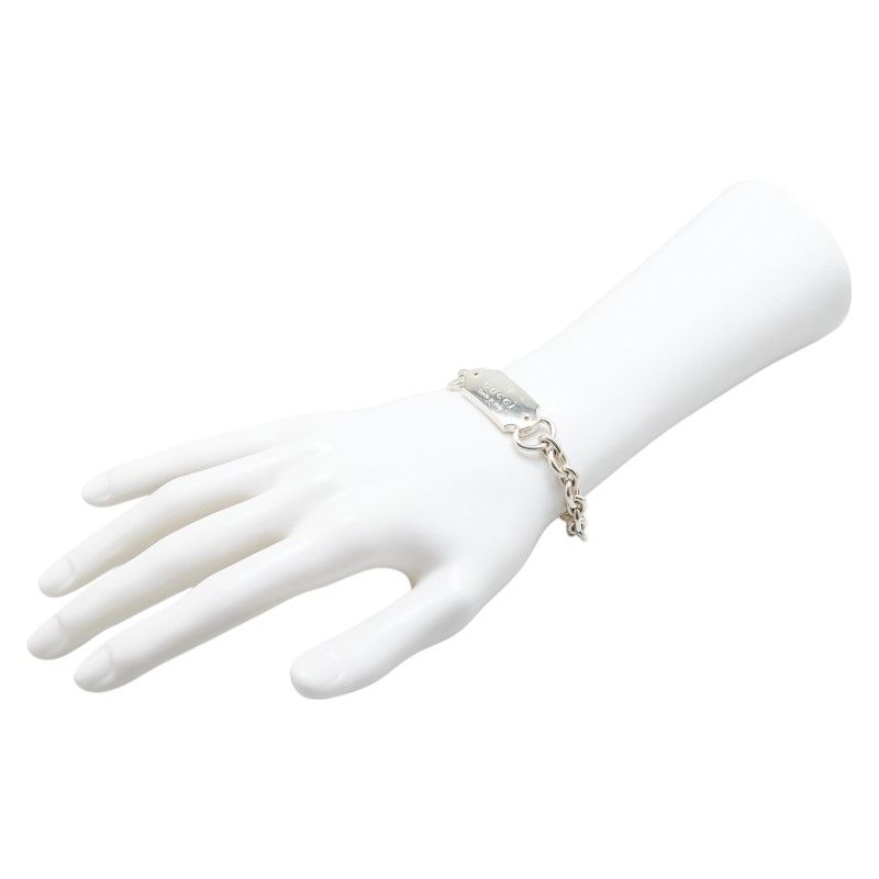 ◆美品★グッチGUCCI手錠ロゴプレート ブレスレット★Silver925◆ グッチ ロゴプレート ブレスレット #19 SV925 シルバー