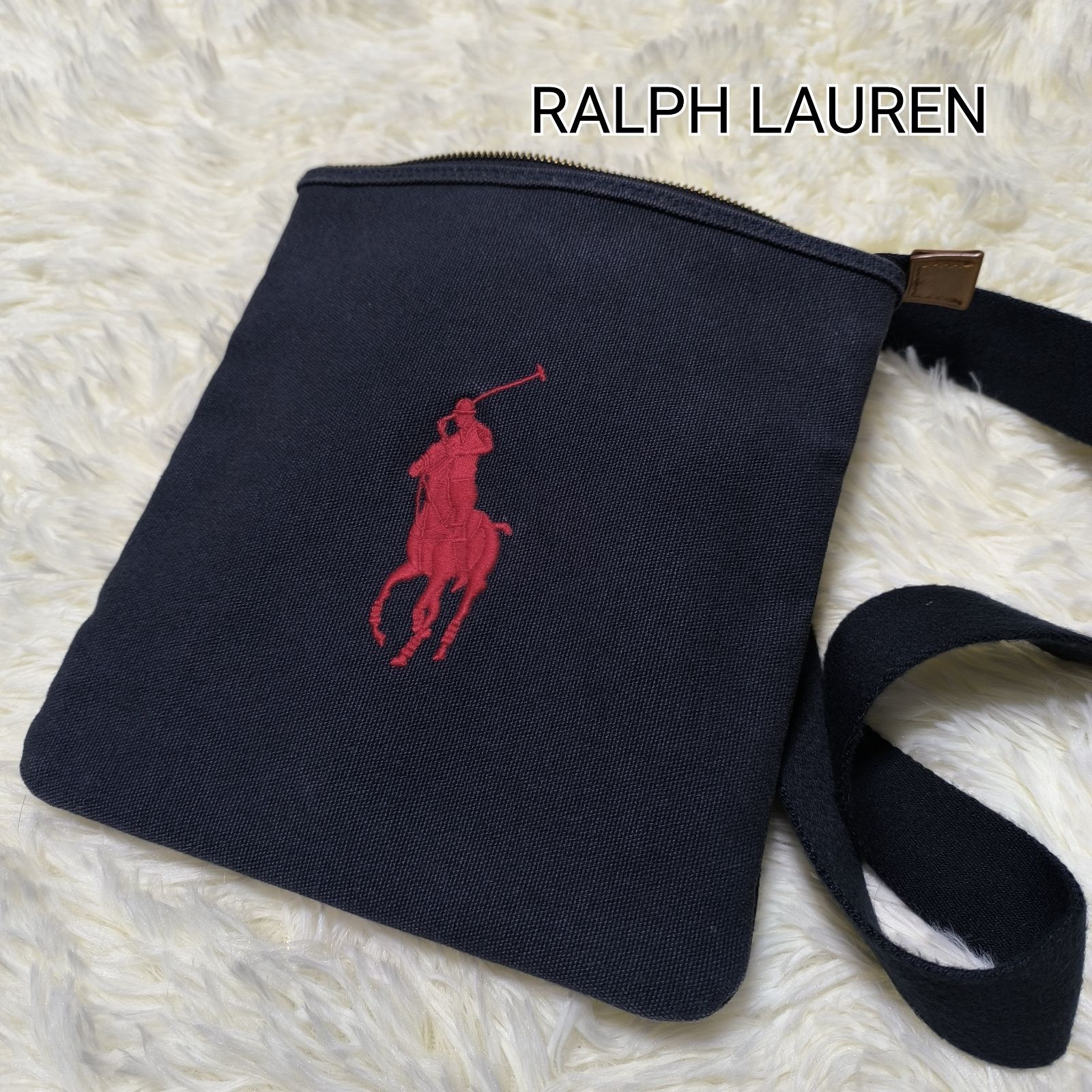 美品 POLOラルフローレン 斜め掛けメッセンジャーバッグ ネイビー刺繍ロゴ Amazon | [POLO RALPH LAUREN] [ポロラルフローレン
