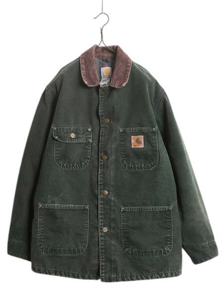カーハート︎ダックジャケット︎カバーオール︎ダークブラウン︎M︎コーデュロイ襟 80s アメリカ製 carhartt カーハート ダック カバーオール
