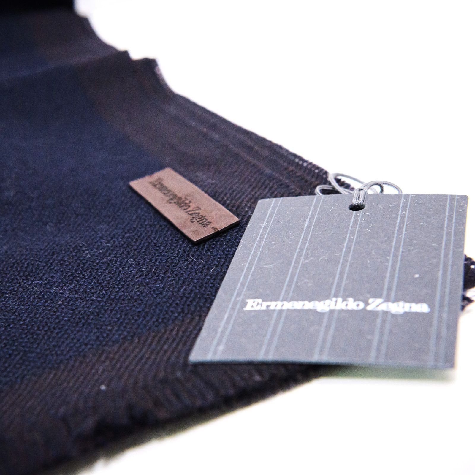 【新品】Ermenegildo Zegna マフラー ネイビー ウール ロゴ Ermenegildo Zegna マフラー ネイビー系 メンズ ウール100