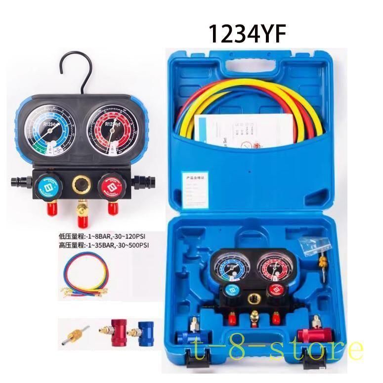 トップ品質R1234YF A/Cマニホールドゲージセット カーエアコンフッ素添加道具セット