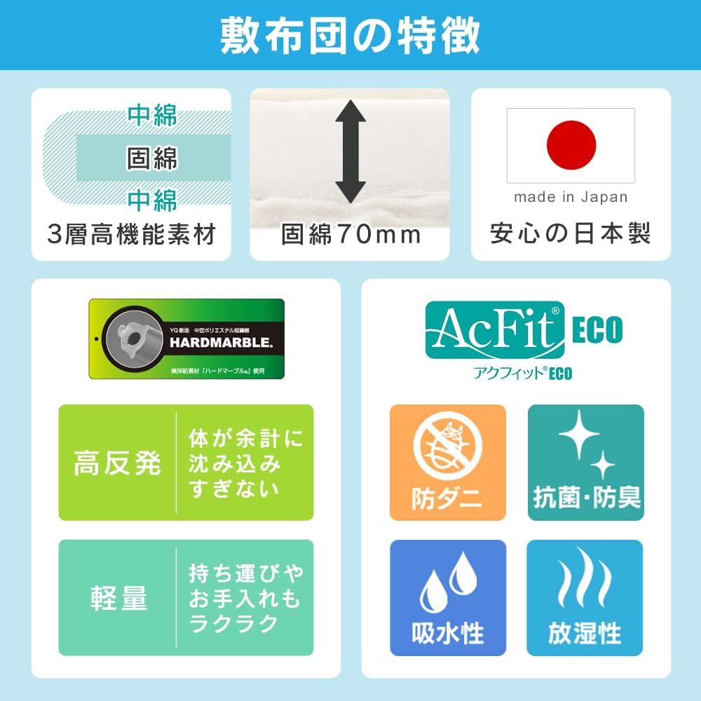 厚みたっぷり10cm 高機能わたで抗菌防臭|防ダニ