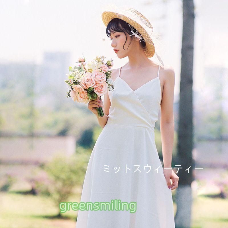 二次会 ウェディングドレス ウエディングドレス バックレス 花嫁 ワンピース 結婚式 サテンスカート ロングドレス Aライン 挙 登場 ZZ520