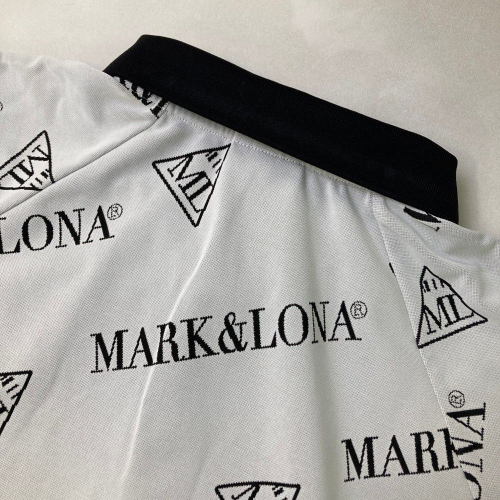 サイズ：50 MARK&amp;LONA マークアンドロナ 2024年 半袖ポロシャツ ロゴ総柄 グレー系 [240101427936] ゴルフウェア メンズ ストスト サイズ：50 MARK&LONA マークアンドロナ 2024年 半袖ポロシャツ