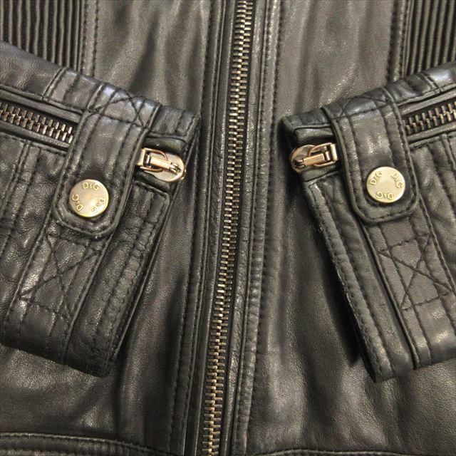 美品■ドルチェ&ガッバーナ　ラムレザー　ライダースジャケット　シングル　黒　50 ドルガバ シングルライダース DOLCE＆GABBANA G9386L CA00985