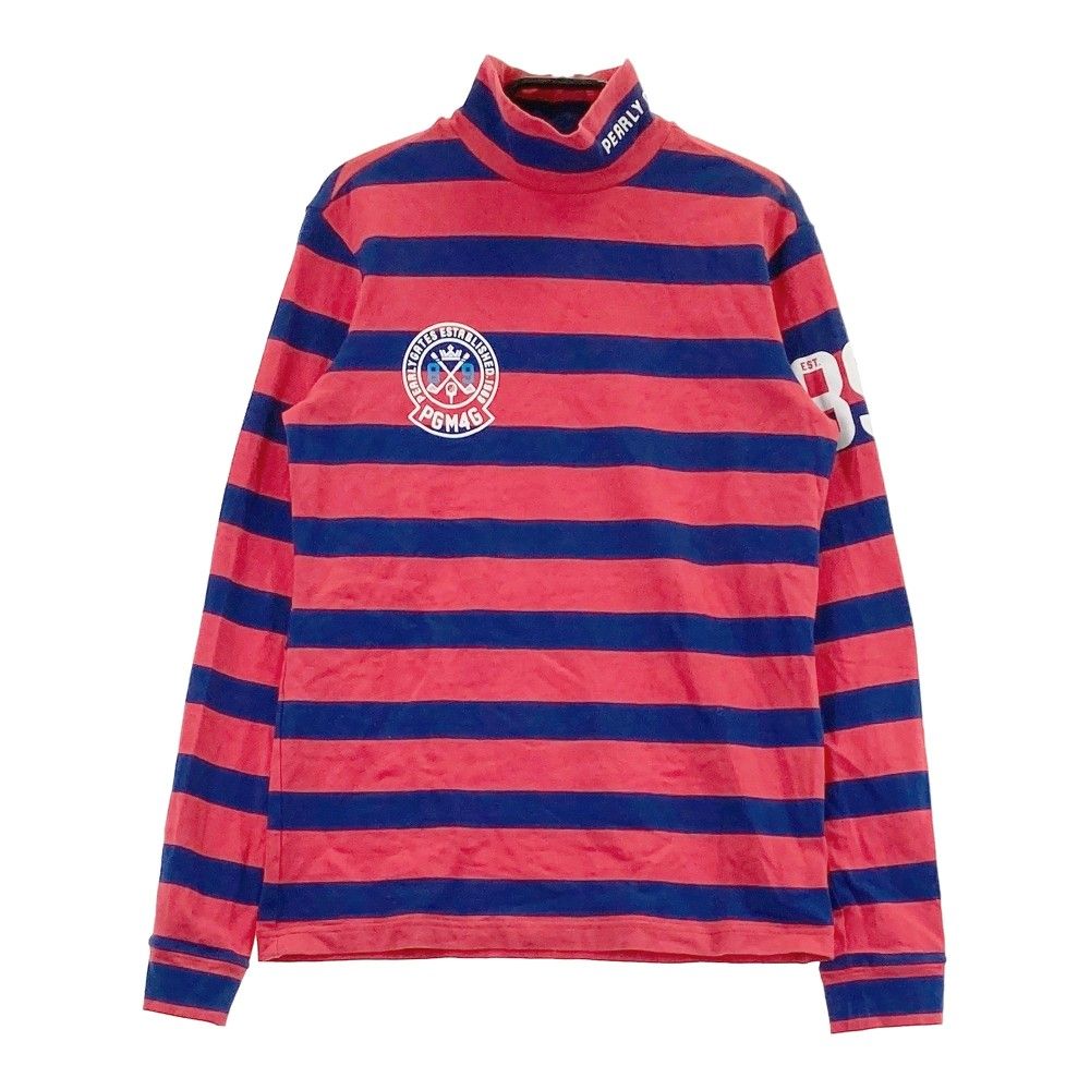 サイズ：1 PEARLY GATES パーリーゲイツ  ハイネック 長袖Tシャツ ボーダー柄 レッド系 [240101351357]# ゴルフウェア レディース ストスト