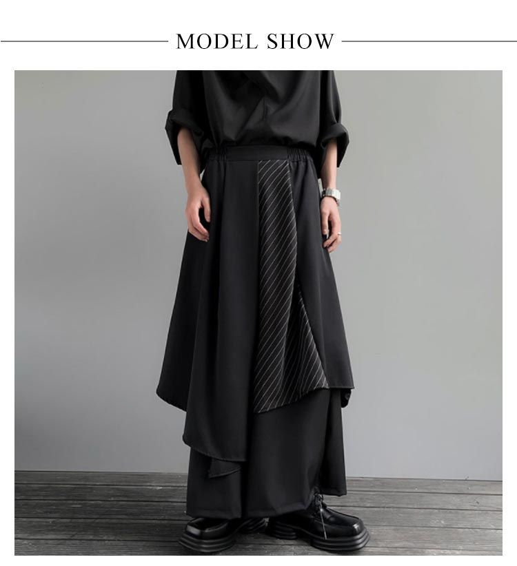 ワイドパンツ メンズ 袴パンツ ロング丈 イレギュラー フレアパンツ