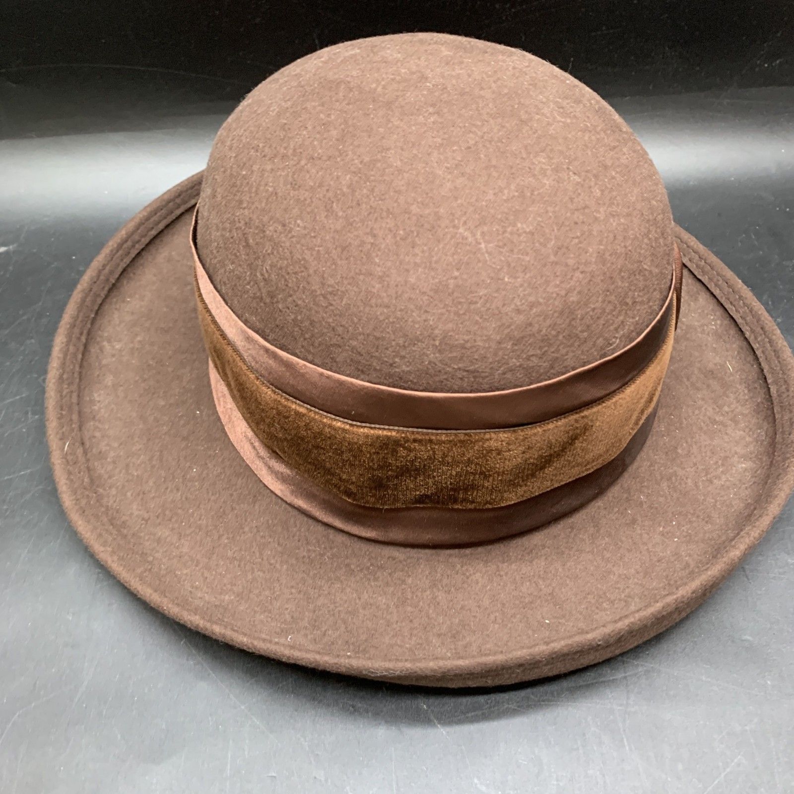 O307 MAGERY イタリア製 最 帽子 秋冬フェルト帽 ウールハット LANA WOOL ブラウン 茶 レディースハット