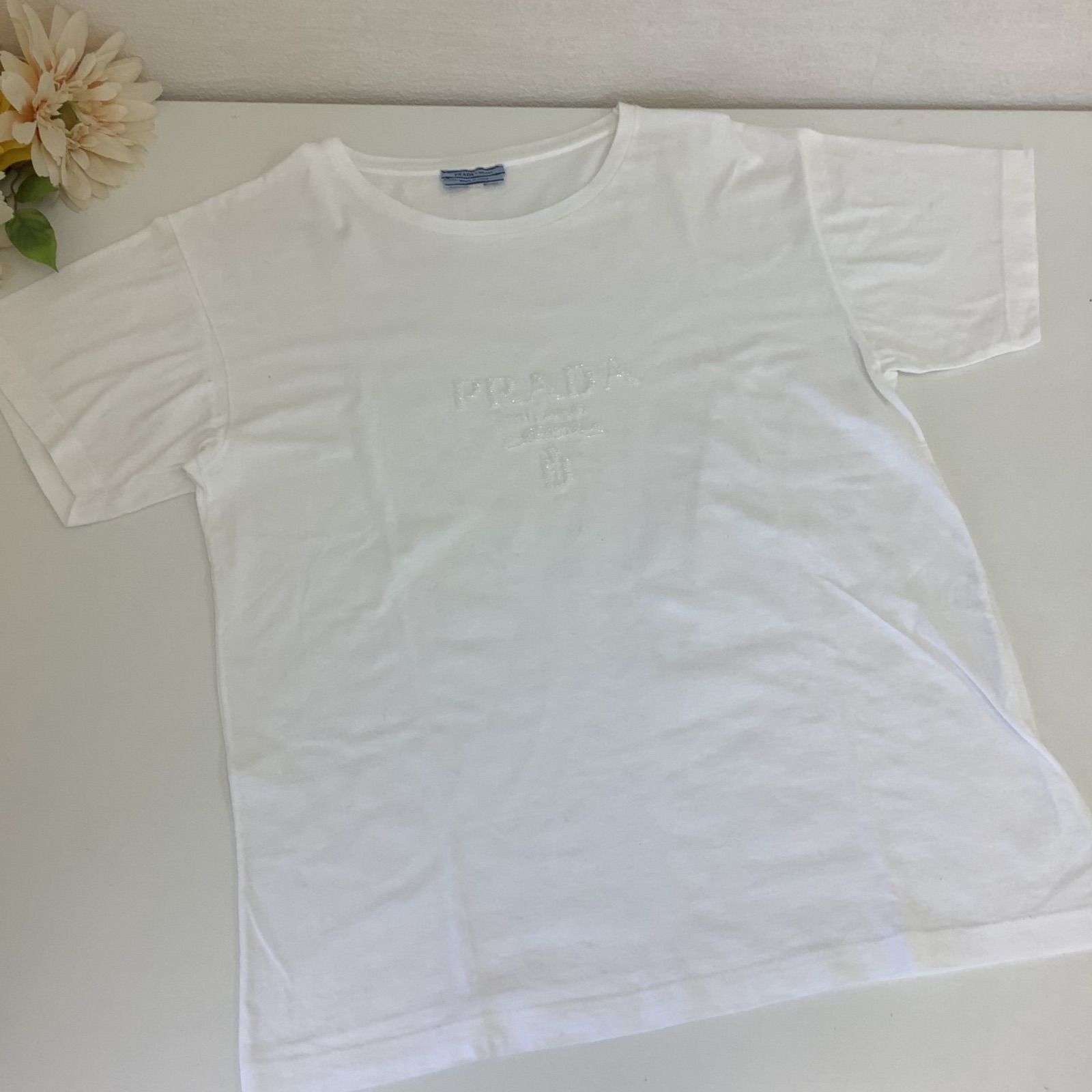PRADA プラダ ホワイト Tシャツ 半袖 M ① - メルカリ
