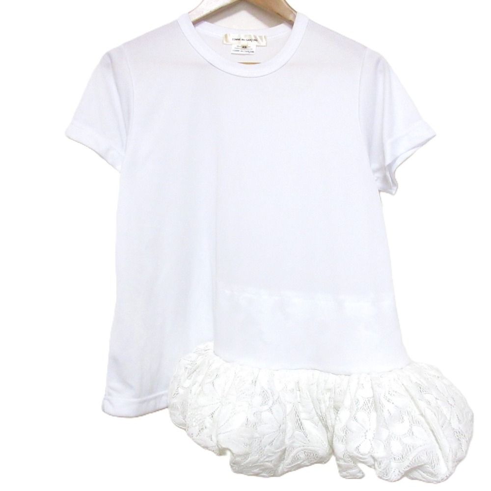 良品 21AW COMME des GARCONS コムデギャルソン レースペプラム 半袖 クルーネック ブラウス カットソー GH-T002 XS ホワイト レディース 古着 中古 良品 21AW COMME des GARCONS コムデギャルソン レースペプラム
