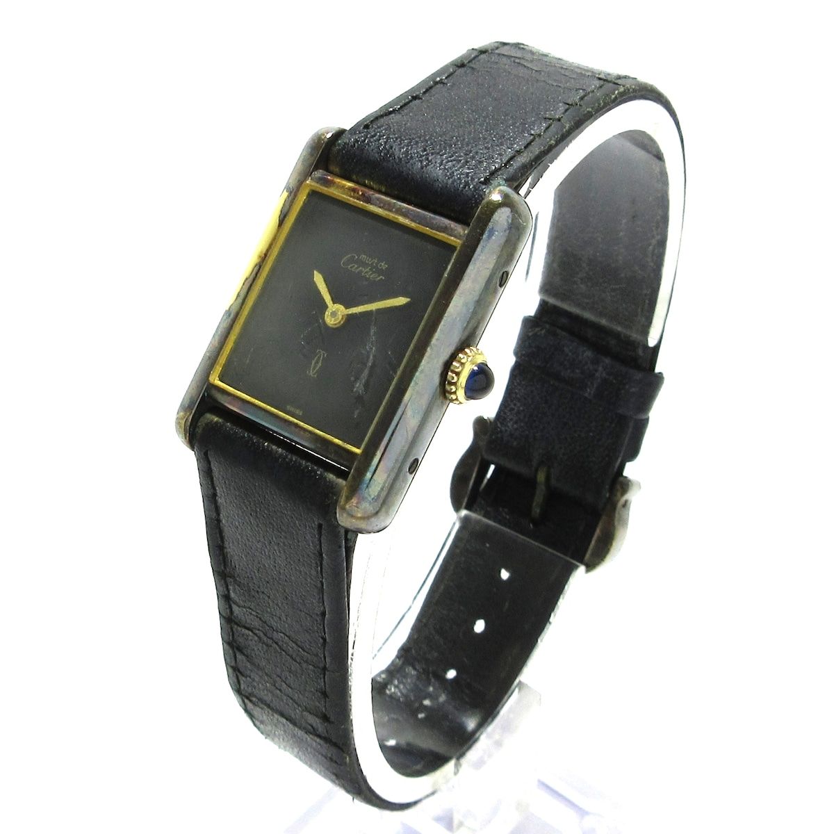Cartier(カルティエ) 腕時計 マストタンク レディース 925/社外ベルト 黒 - メルカリ