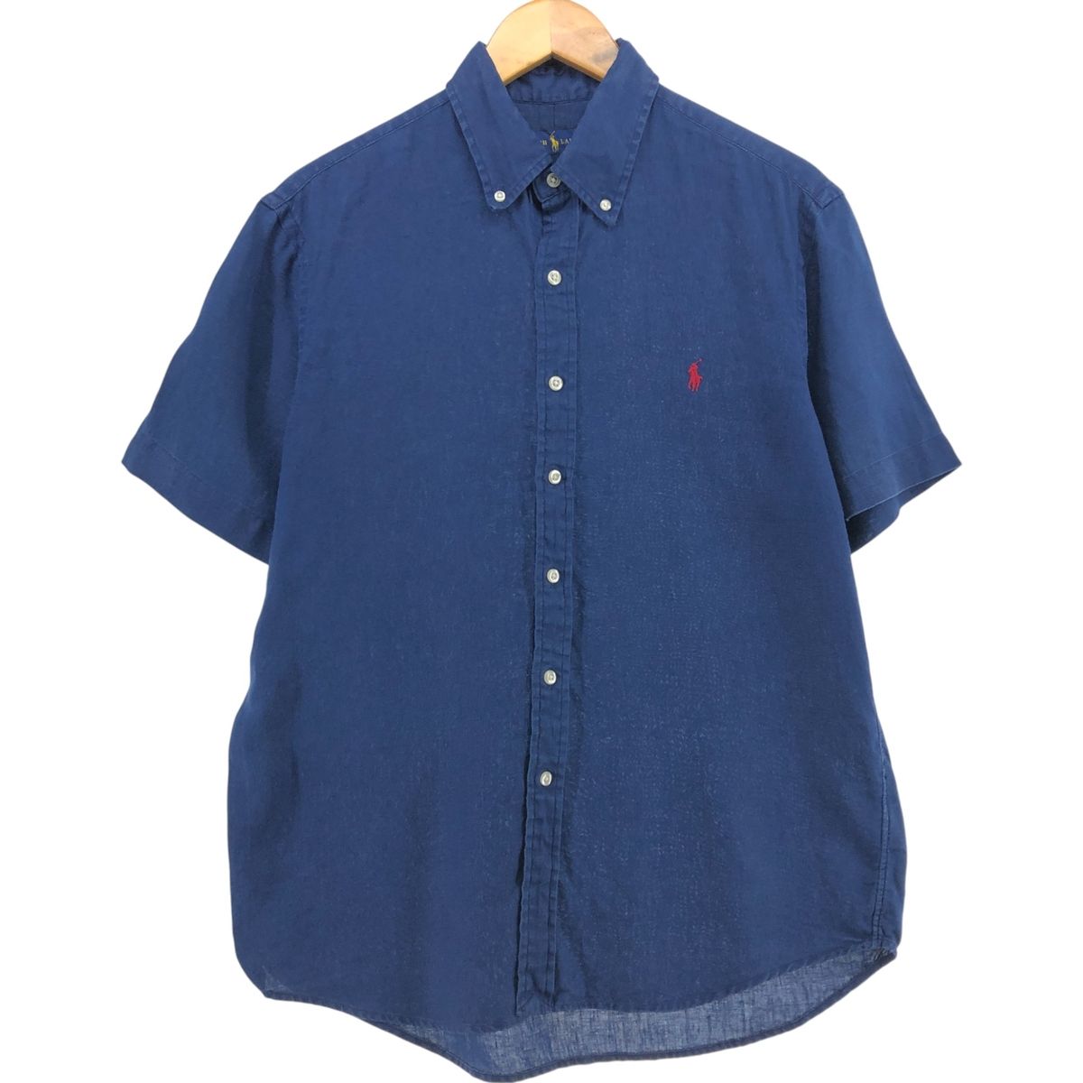古着 ラルフローレン Ralph Lauren 半袖 リネン ボタンダウンシャツ メンズM相当|eaa538758