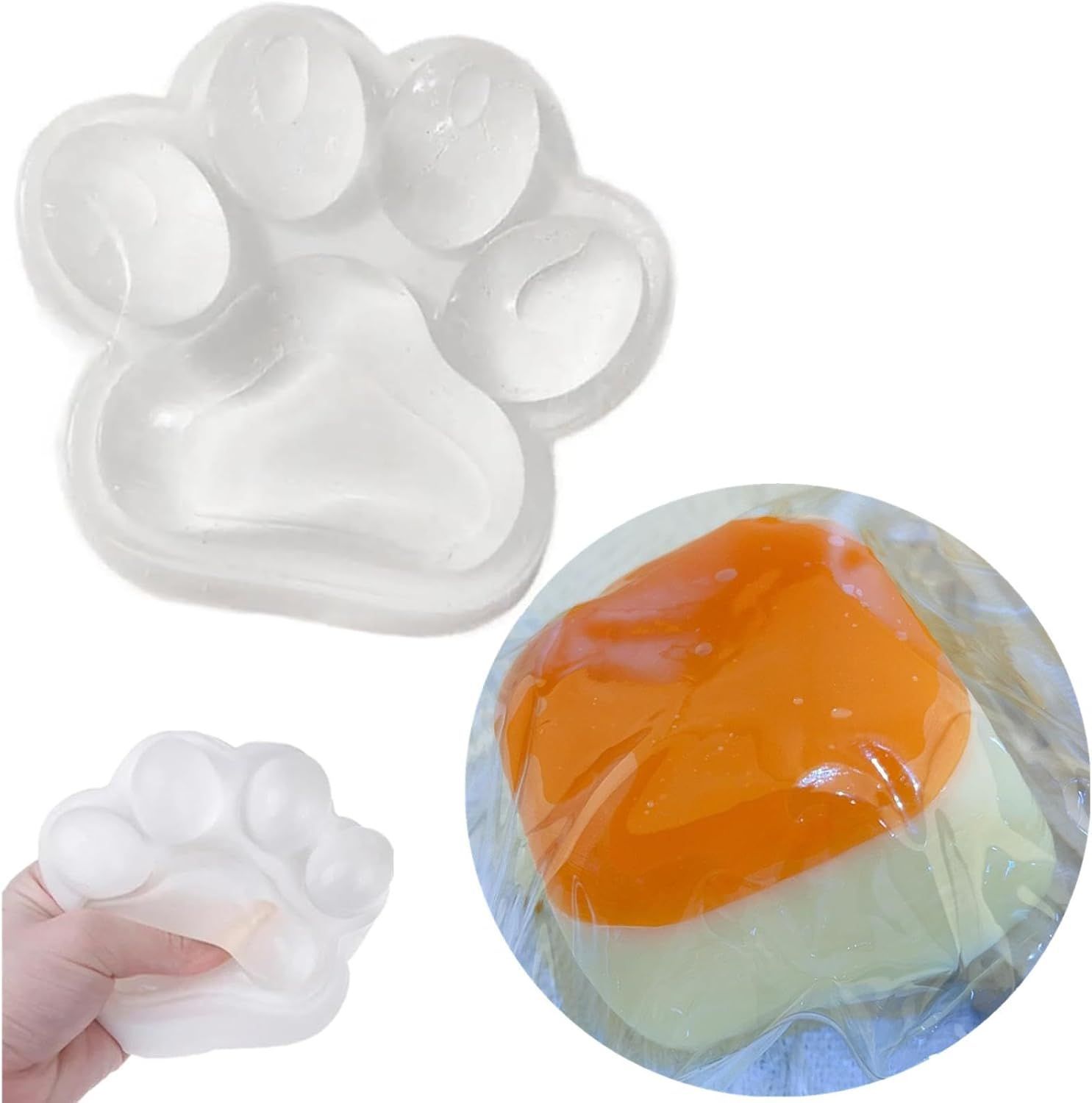 【新品】【納期約1～3週間】2個 スクイーズ おもちゃ 猫の爪 大きな肉球 13cm 透明 手作り TPR ソフト低反発  減圧グッズ 贈り物（猫の爪+クリームパン）