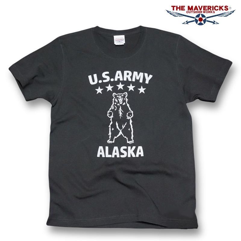 THE MAVERICKS 極厚 スーパーヘビーウェイト ミリタリー Tシャツ 米陸軍アラスカ US.ARMY 黒 ブラック