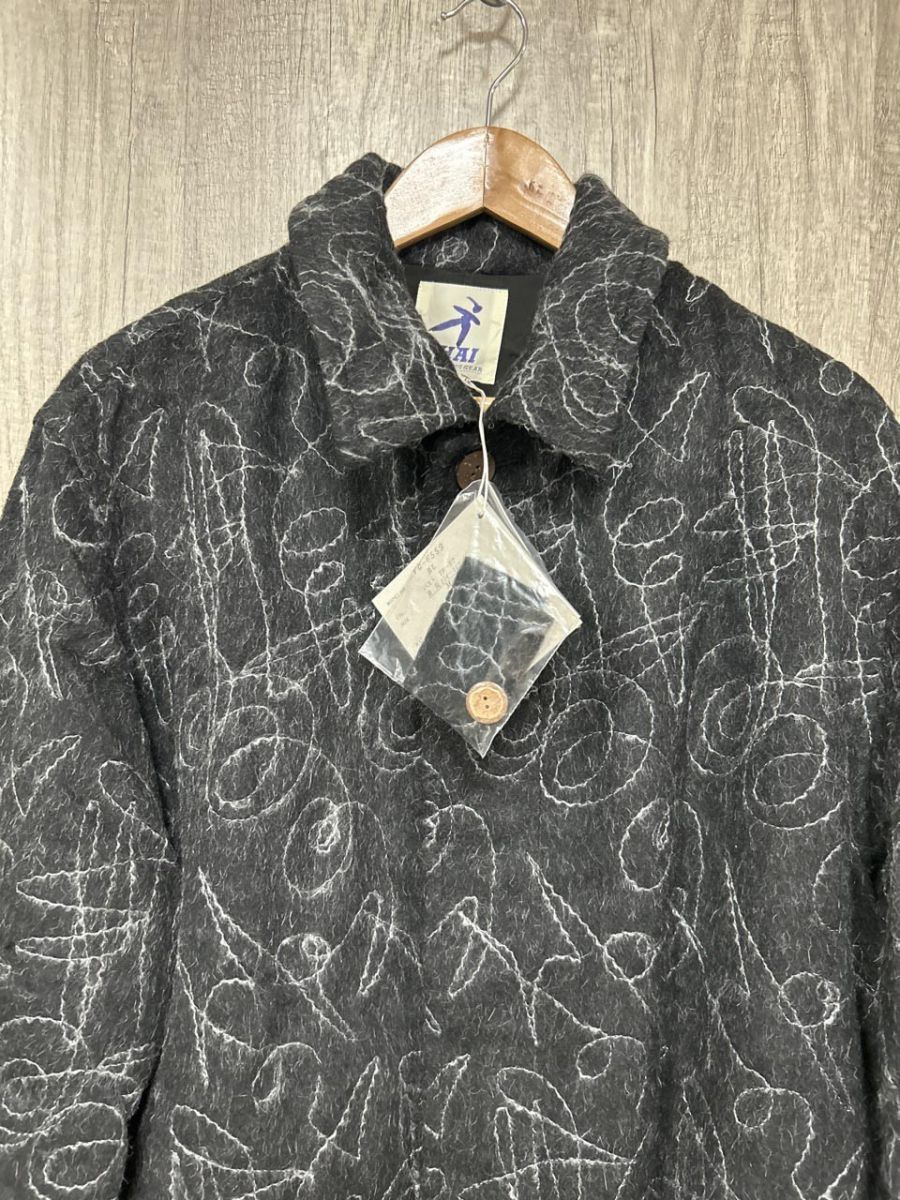 美品 ワコール イッセイミヤケ HAI SPORTING GEAR タグ付 総柄 コート sizeM/黒 メンズ
