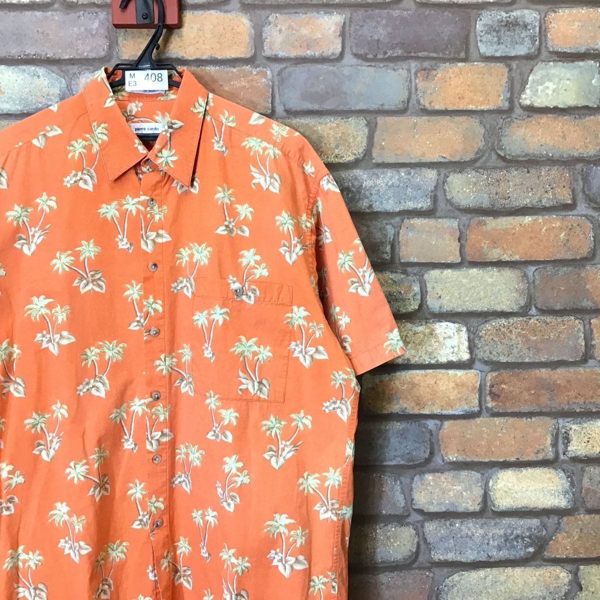 ME3-408☆90'sビンテージ☆ヤシの木・花☆オレンジ【pierre cardin ...