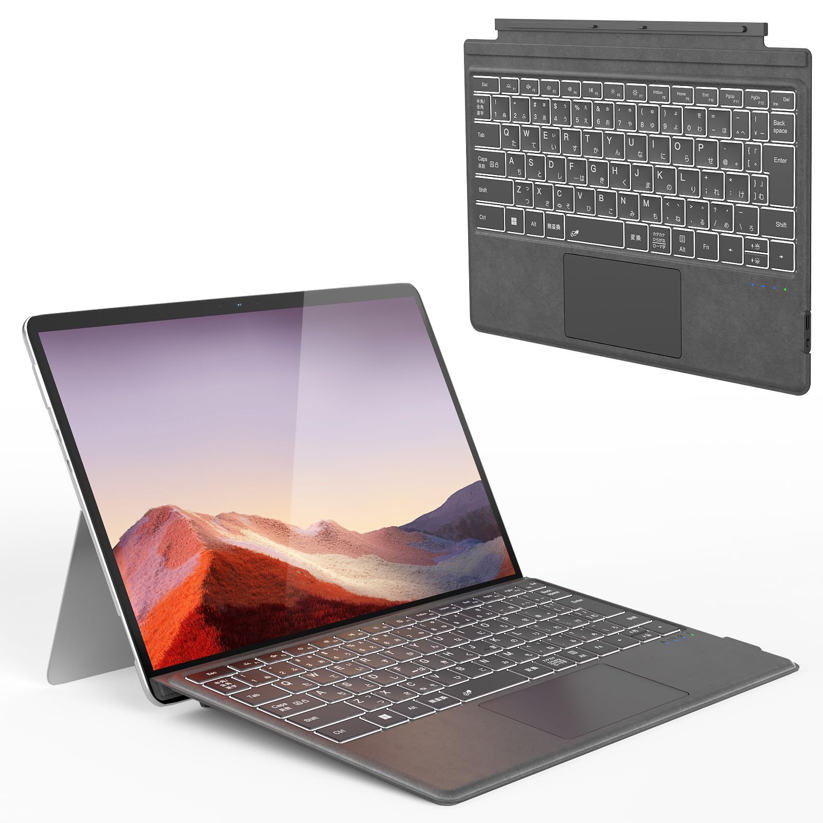 Omikamo Surface Pro キーボード ワイヤレス Surface Pro 3|4|5|6|7|7 対応 JIS標準日本語配列 サーフェス プロ キーボードBluetooth 5.3 トラックパッド付き Typ-C充電式 カバー兼用 薄型 軽