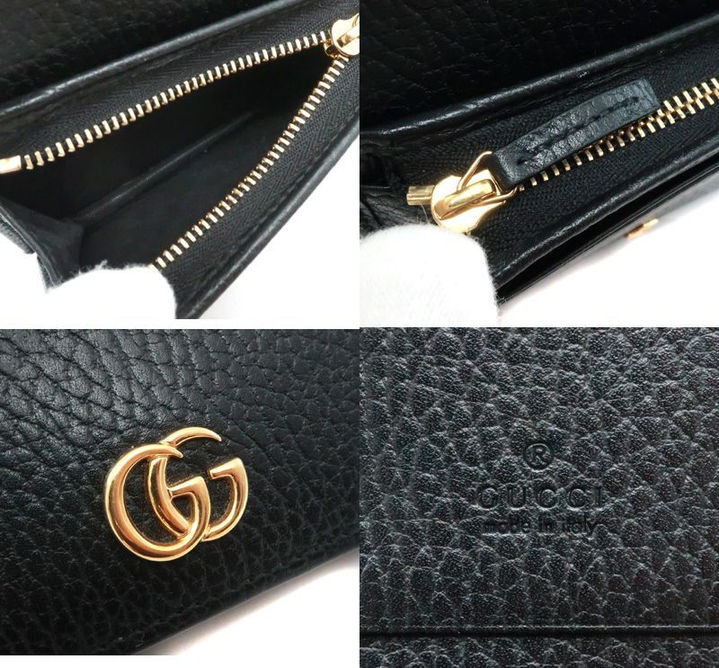 【極美品】グッチ 二つ折り財布 GGマーモント レザー 黒 456126 極美品 GUCCI グッチ GG マーモント レザー 二つ折り財布 現行モデル