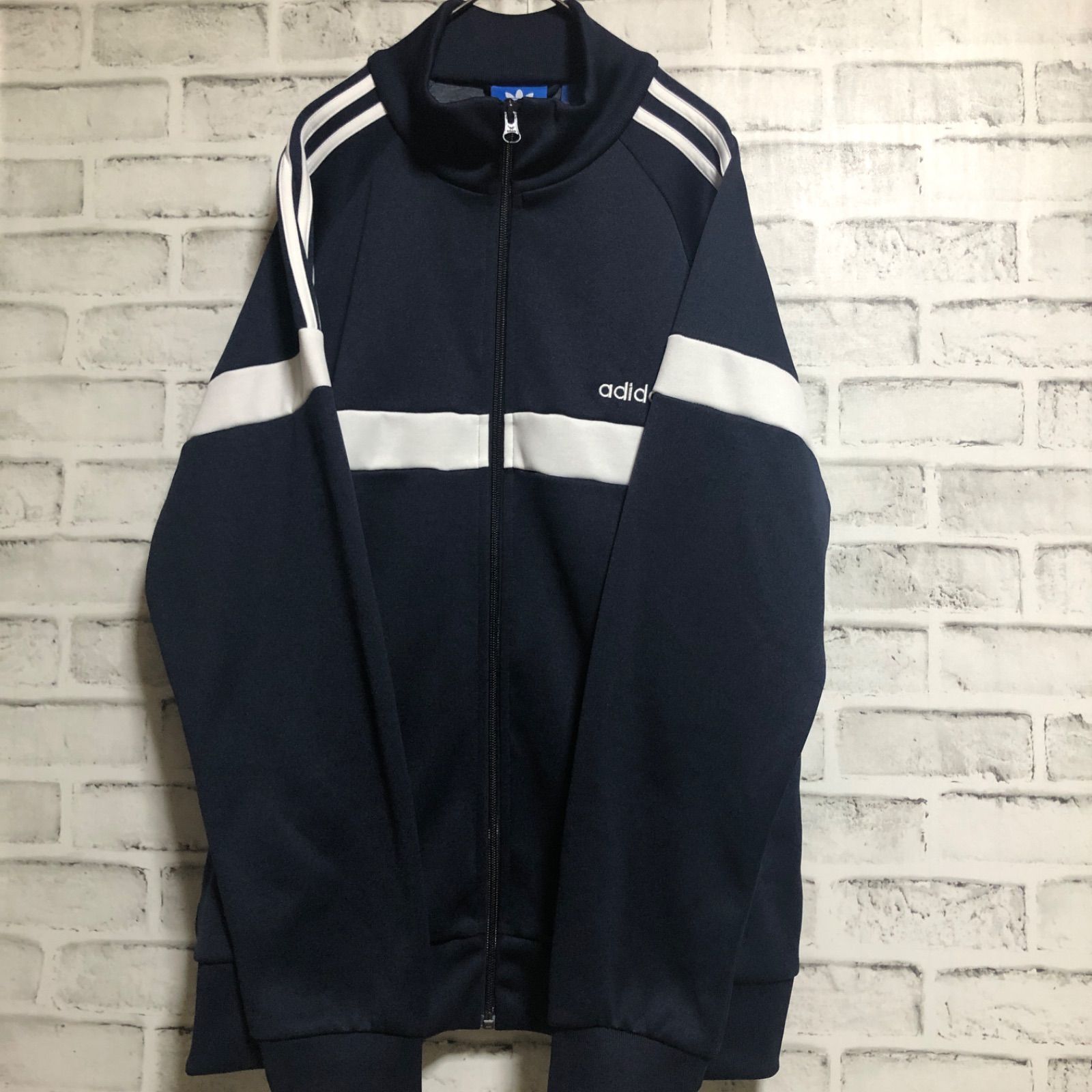 超安い adidas⭐️80s復刻版 紺×白 トラックジャケット 80s L