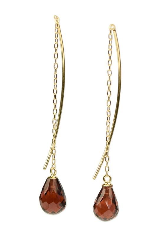 四葉のクローバー 18金 ガーネット アメリカンピアス 18k K18 ゴールド しずくピアス 1月 誕生石 レディース 女性 -Ma593
