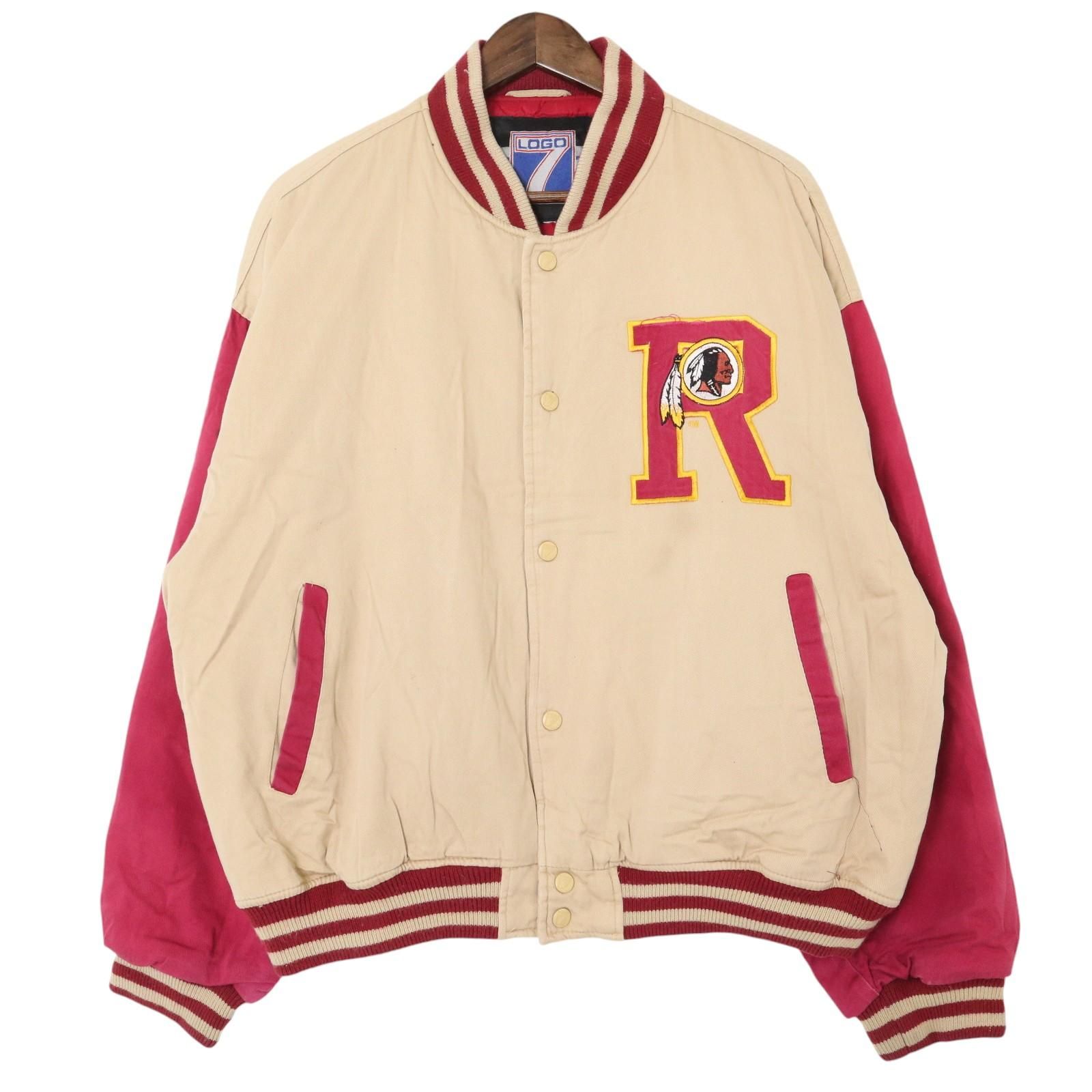 90年代 LOGO7 NFL ワシントン・レッドスキンズ コットンスタジアムジャケット プロチーム アメフト ベージュ (メンズ XL) 中古 古着 A2178