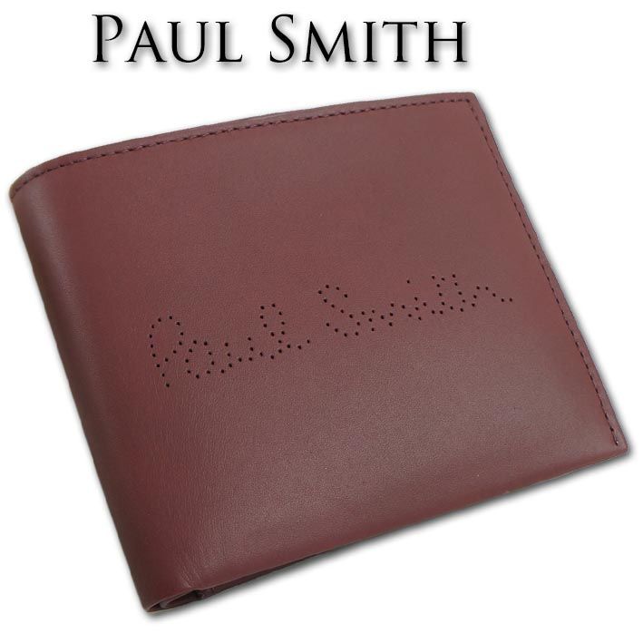 ポールスミス Paul Smith 革 二つ折り財布 メンズ ワイン色 - セレクト