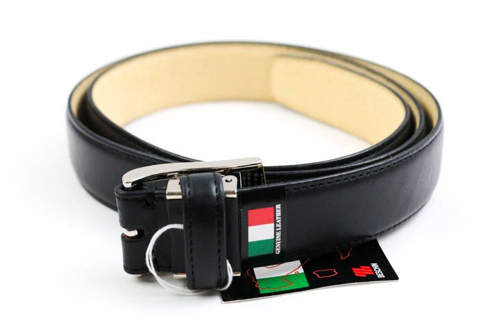 BESCHIN 未使用 本革 レザー イタリア製 小物 黒 メンズ ブラック Belt