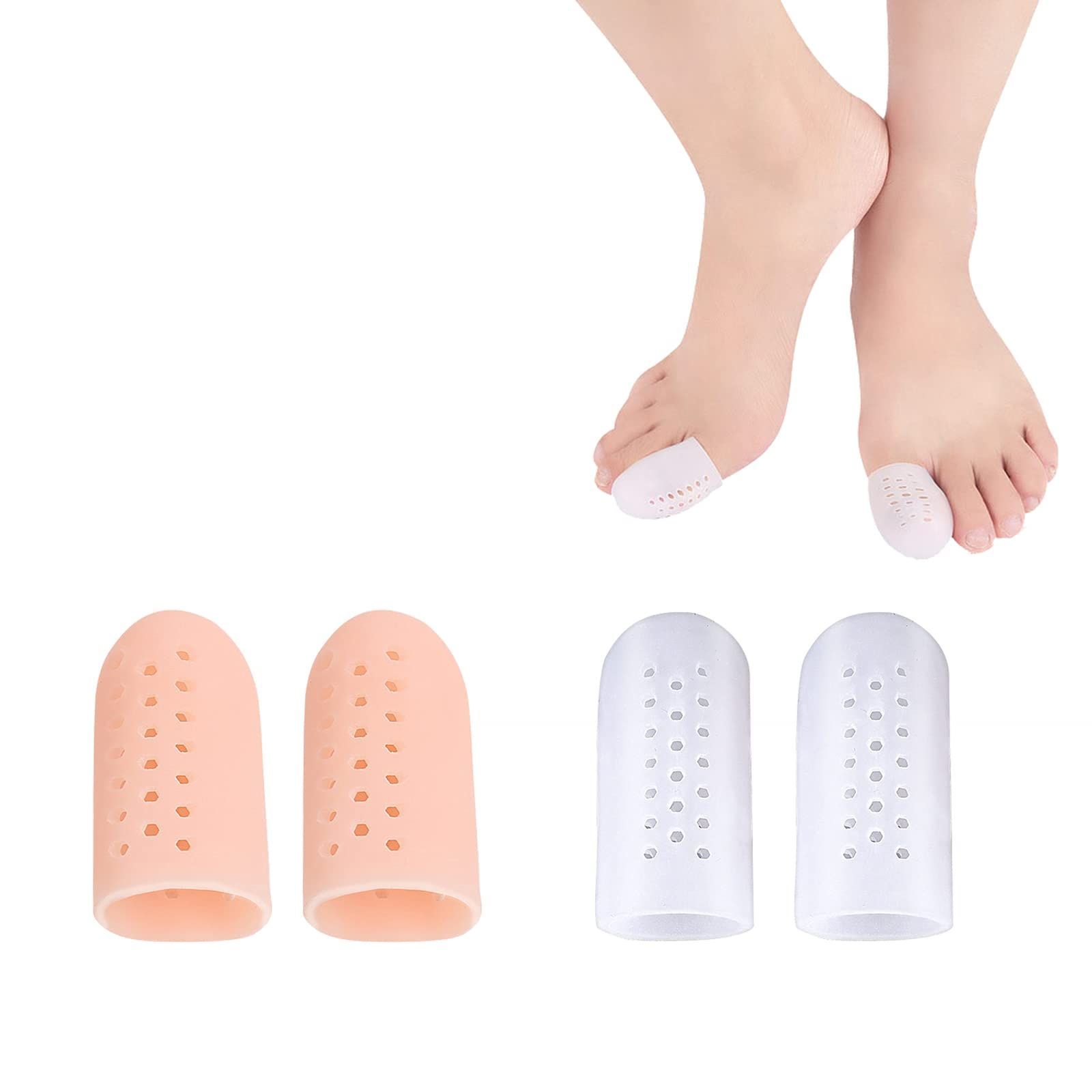 水疱用 巻き爪 魚の目 通気性 靴擦れ 軽減緩和 男女兼用 足爪保護キャップ 足指 ジェル プロテクター M 新素材 スリーブ キャップ 2ペアセット 足の親指 つま先衝撃 足指保護キャップ サムコス